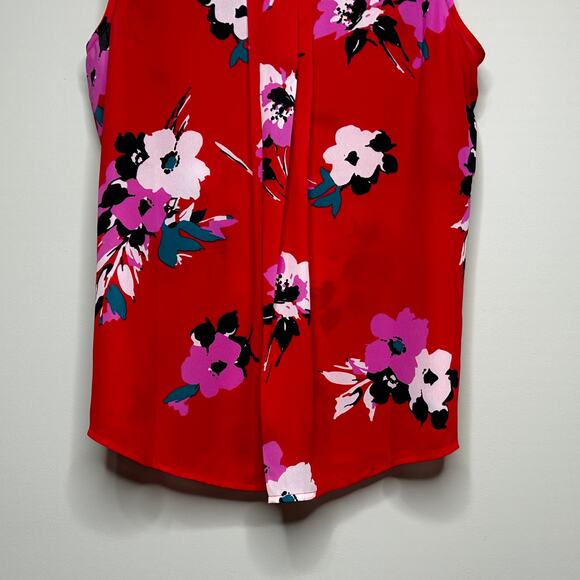 NWT 41 Hawthorn Breyson Pleated Sleeveless Red Floral Shirt Size M Stitch Fix - Picture 9 of 9